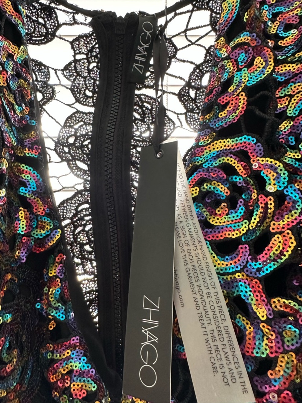 Zhivago Multicolor Sequin Top w/ Gold & Black Trim and Matching Velvet Shorts - Picture 10 of 16